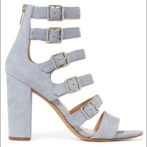 Sam Edelman Yasmina Holiday Chic Strappy Caged‎ Buckle Leather Suede Light Blue